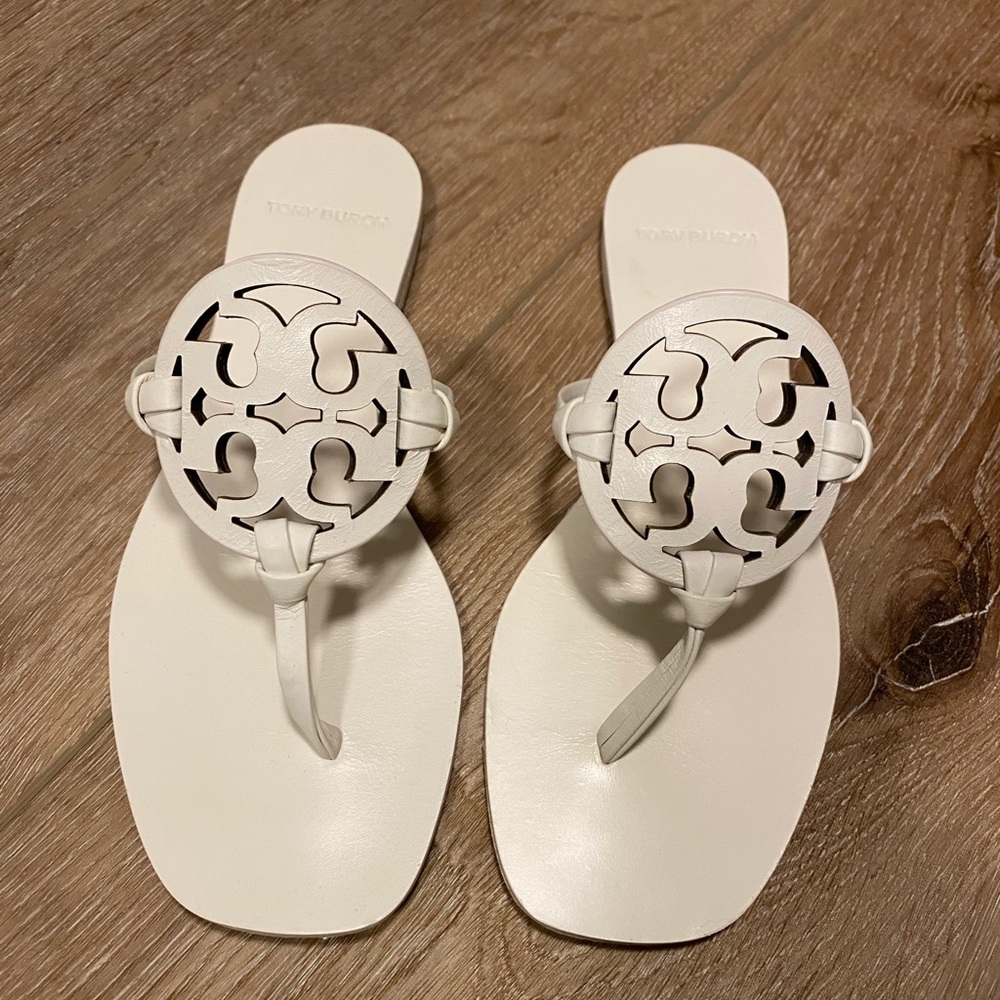 Square Toe Tory Burch Miller Sandals - White